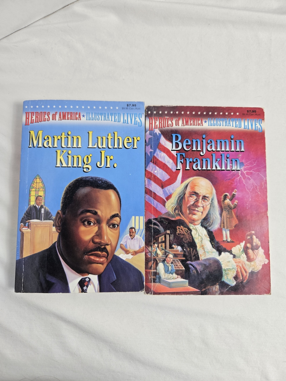 Heroes of America Illustrated Lives MLK Jr & Benjamin Franklin 2 Book Set Lot YA